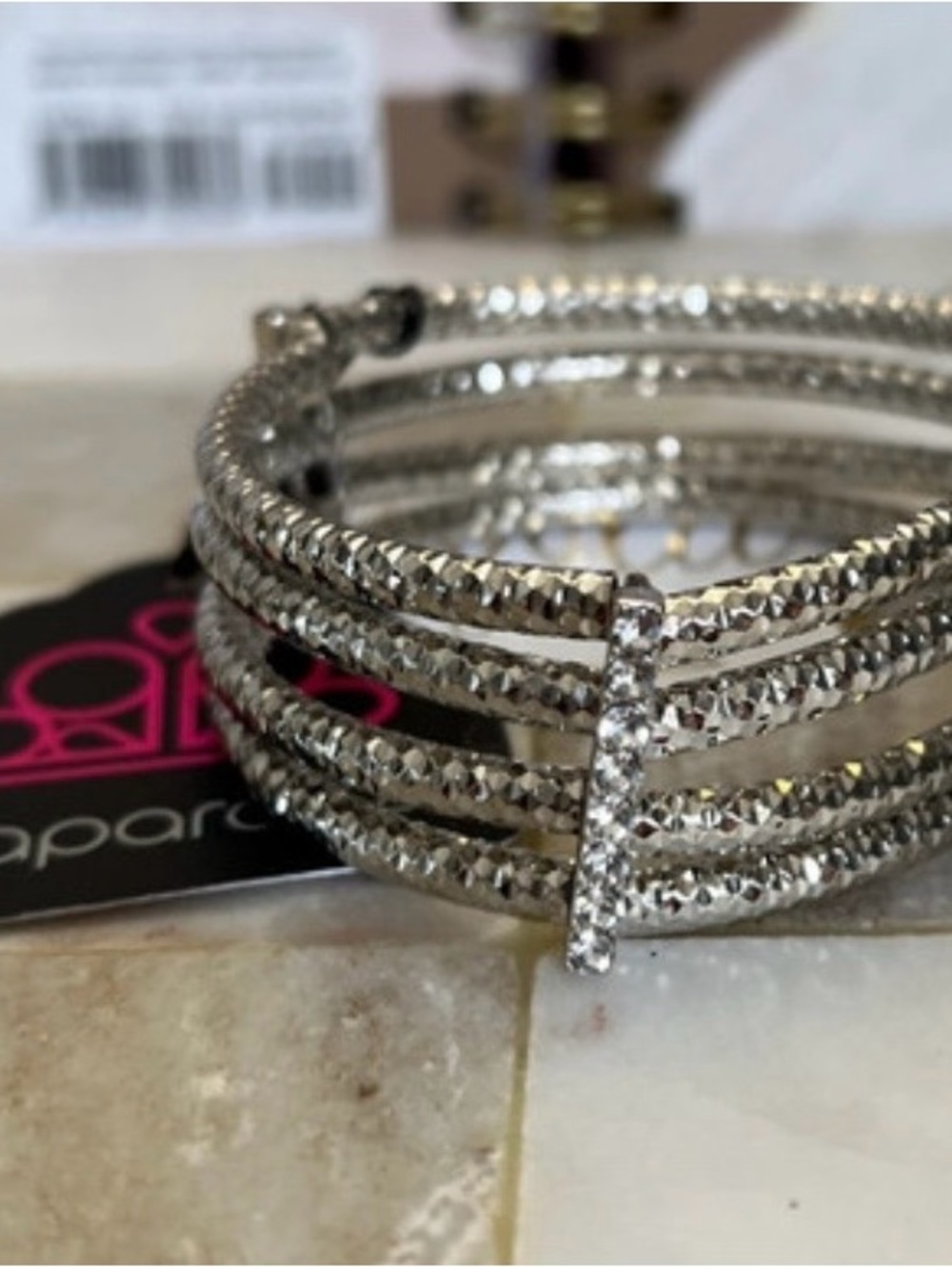paparazzi Silver Sparkle Multi-Row Coil Bracelet
